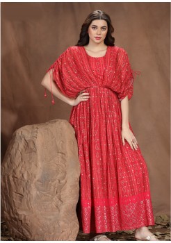 Red Chinone Designer Gown